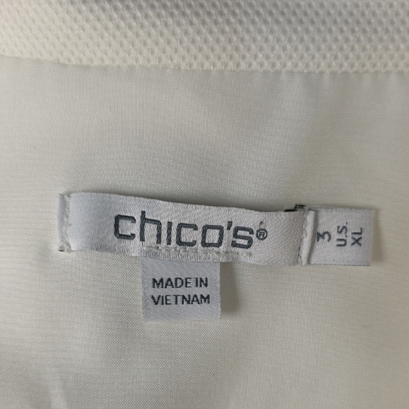 Chico's Cream Teddy Jacket with Tan Trim - Picture 5 of 6